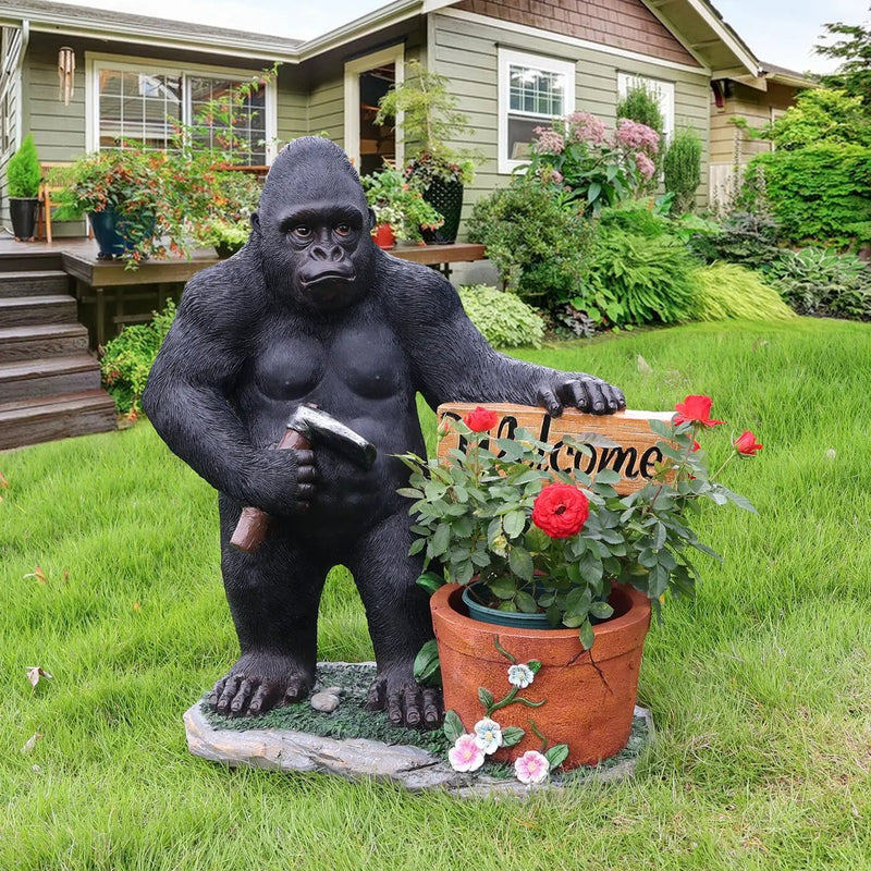 Outdoor Garden Sculpture Chimpanzees Flower Pot Planter by HouseOfZazla