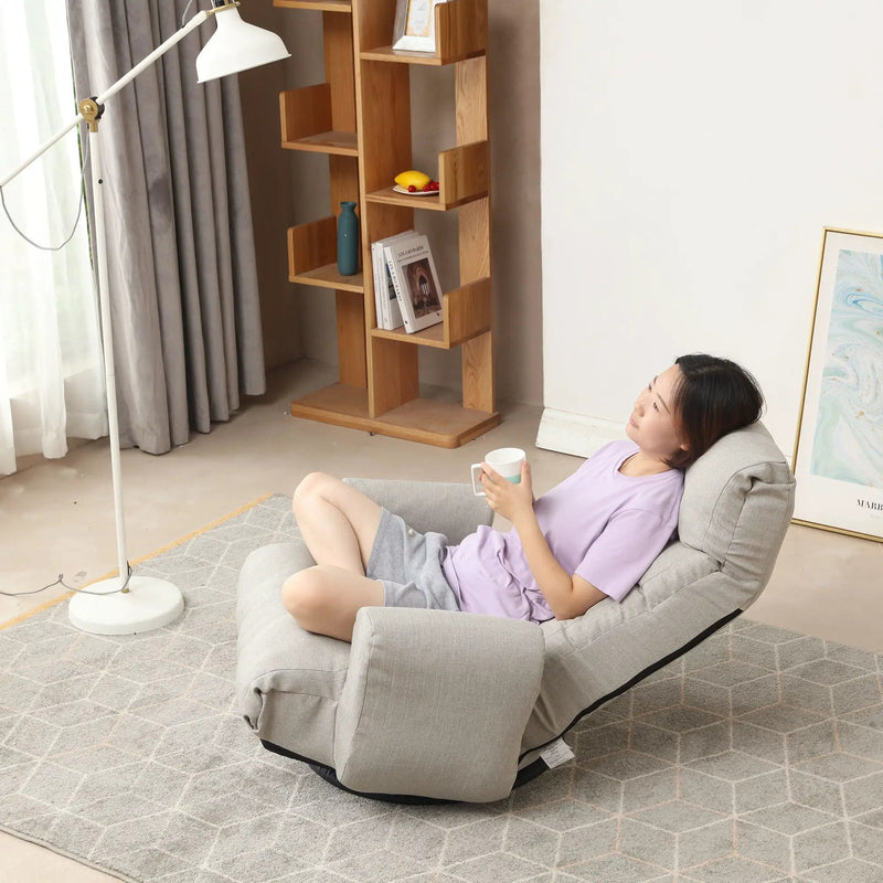 Modern With Metal Frame Swivel Game Lounge Chair With Adjustable Headrest And Waist Support, 360 Degree Rotatable Leisure Chair For Living Room - Gray by HouseOfZazla