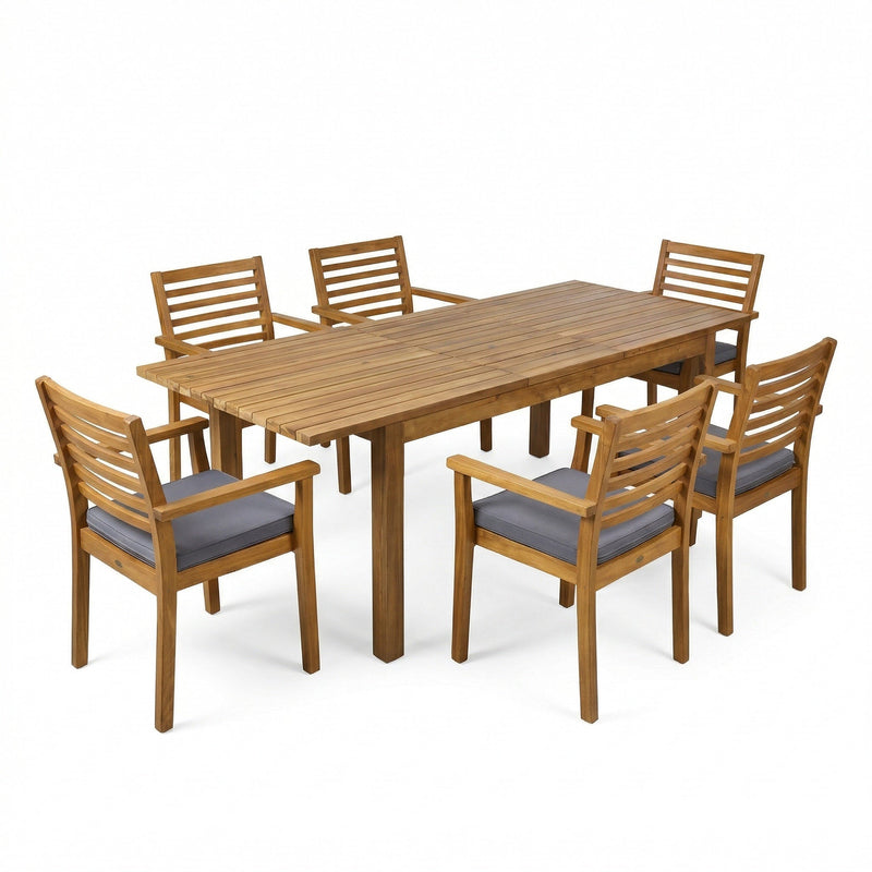 7 Pieces Acacia Wood Outdoor Dining Set by HouseOfZazla