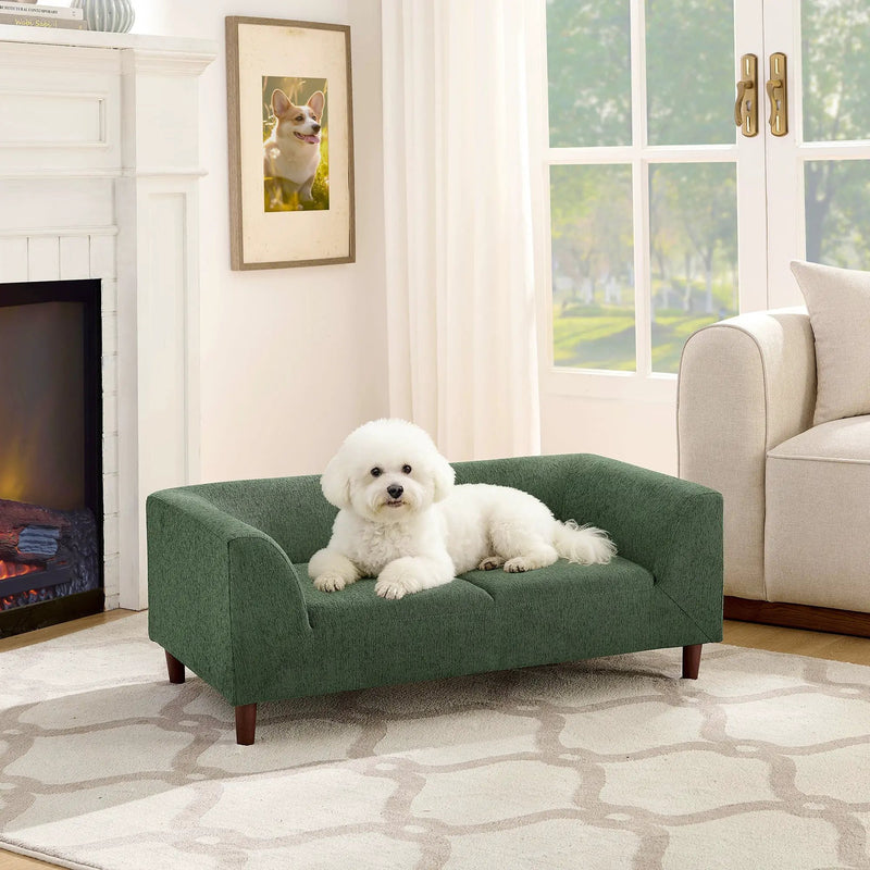 Pet Sofa with Backrest and Armrests - Modern Olive by HouseOfZazla
