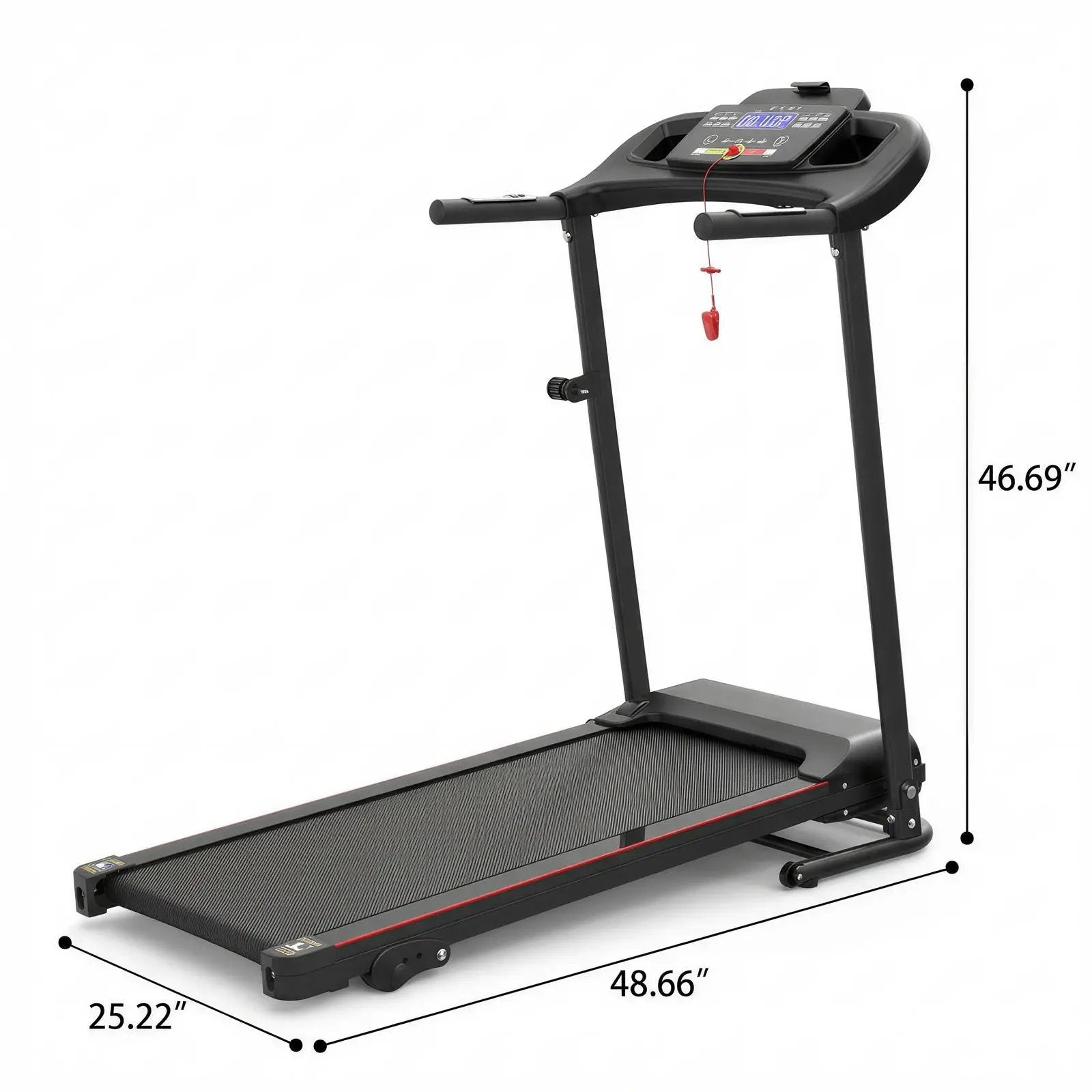 Foldable Electric Treadmill With 2.5Hp Motor, 12Km / H Speed, 3 Incline Levelstooth Music, Heart Rate Sensor, Spacious Running Belt For Indoor - Black by HouseOfZazla
