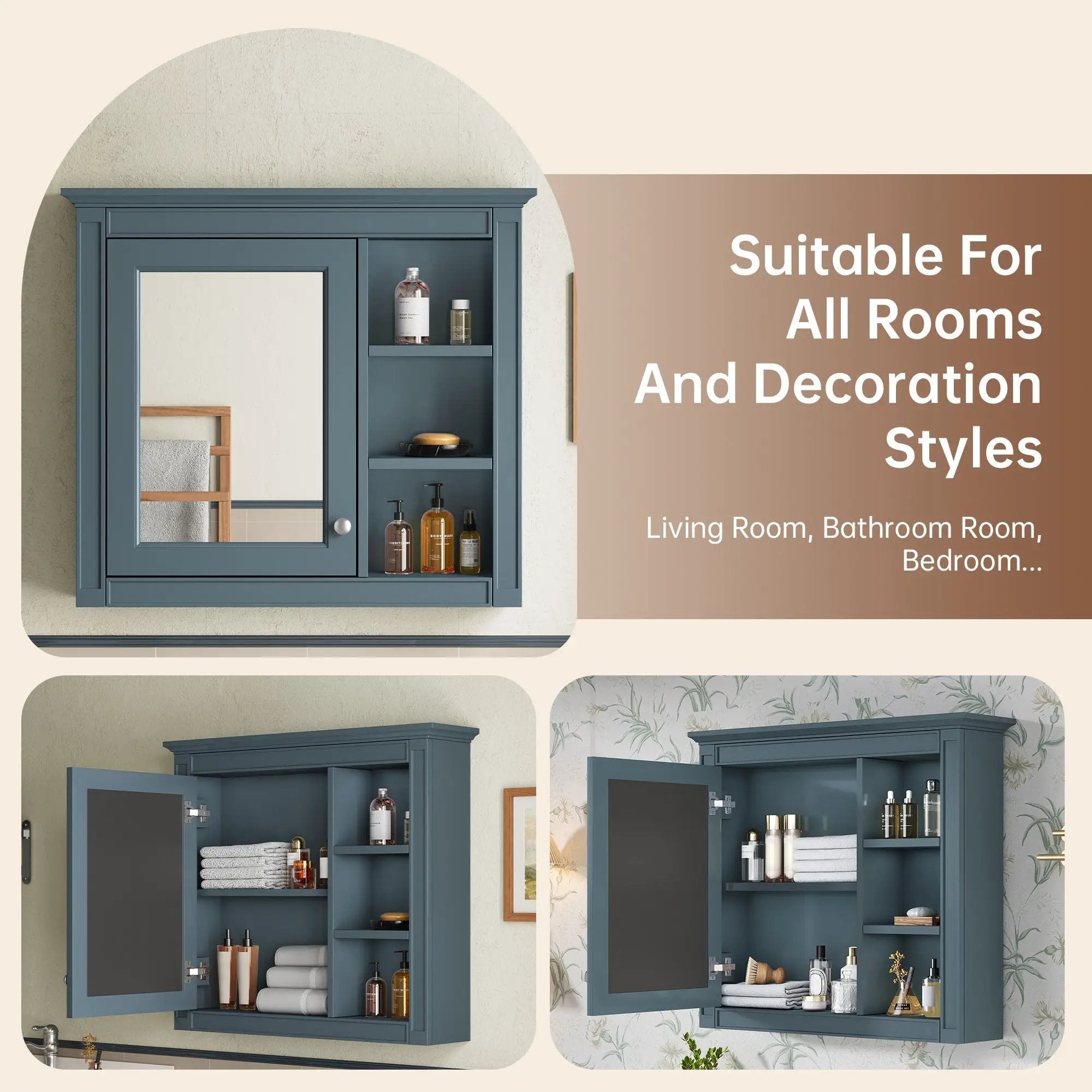 Modern Wall-Mounted Medicine Cabinet With Mirror by Unique Piece Furniture