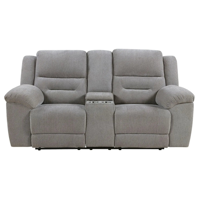 Gilson Chenille Upholstered Reclining Loveseat Grey by Unique Piece Furniture