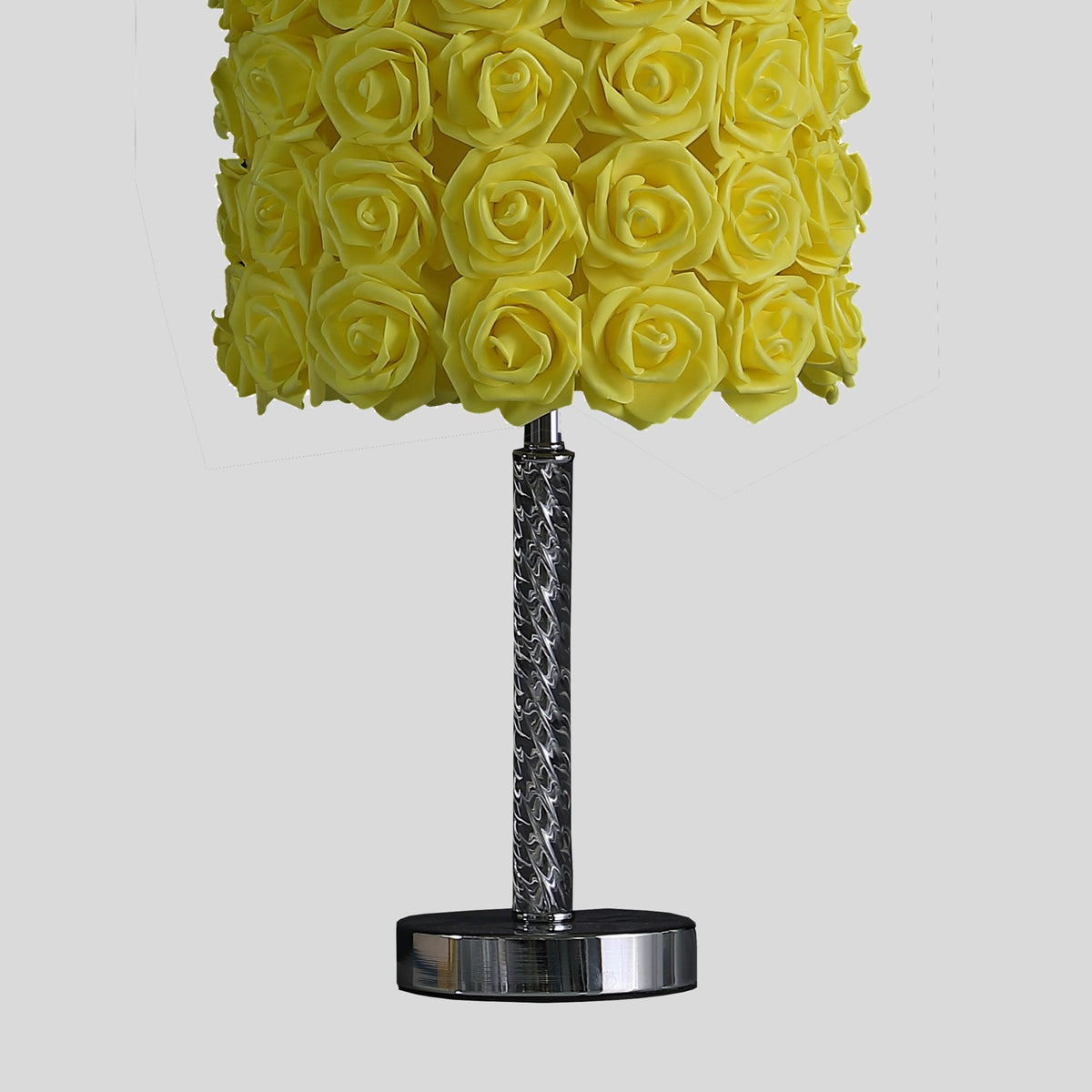 18.25" Table Lamp with Yellow Drum Shade and Twisted Acrylic Body, photo 5 of 5