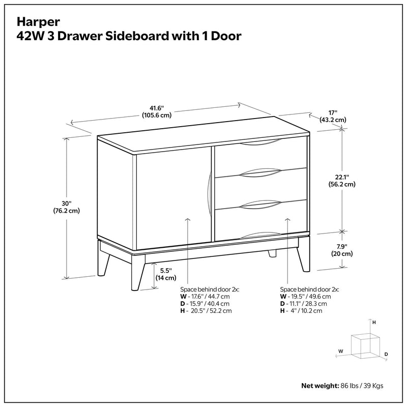 Harper - 3 Drawer Sideboard - Walnut Brown by HouseOfZazla
