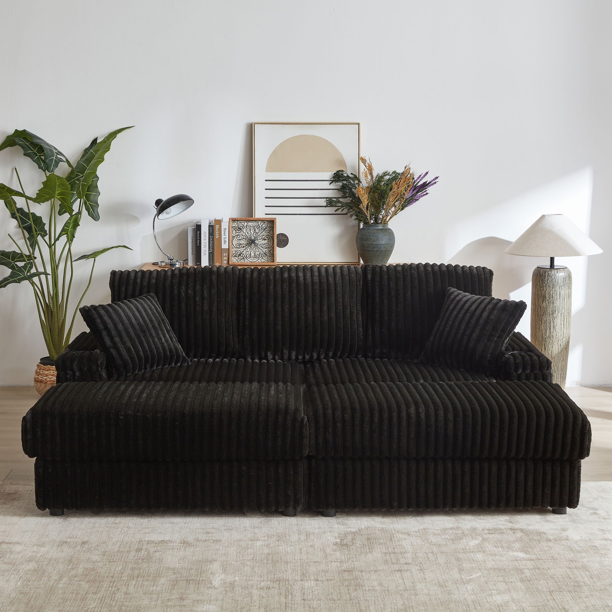 3 Seater Sofa With 2 Ottomans For Living Room by HouseOfZazla