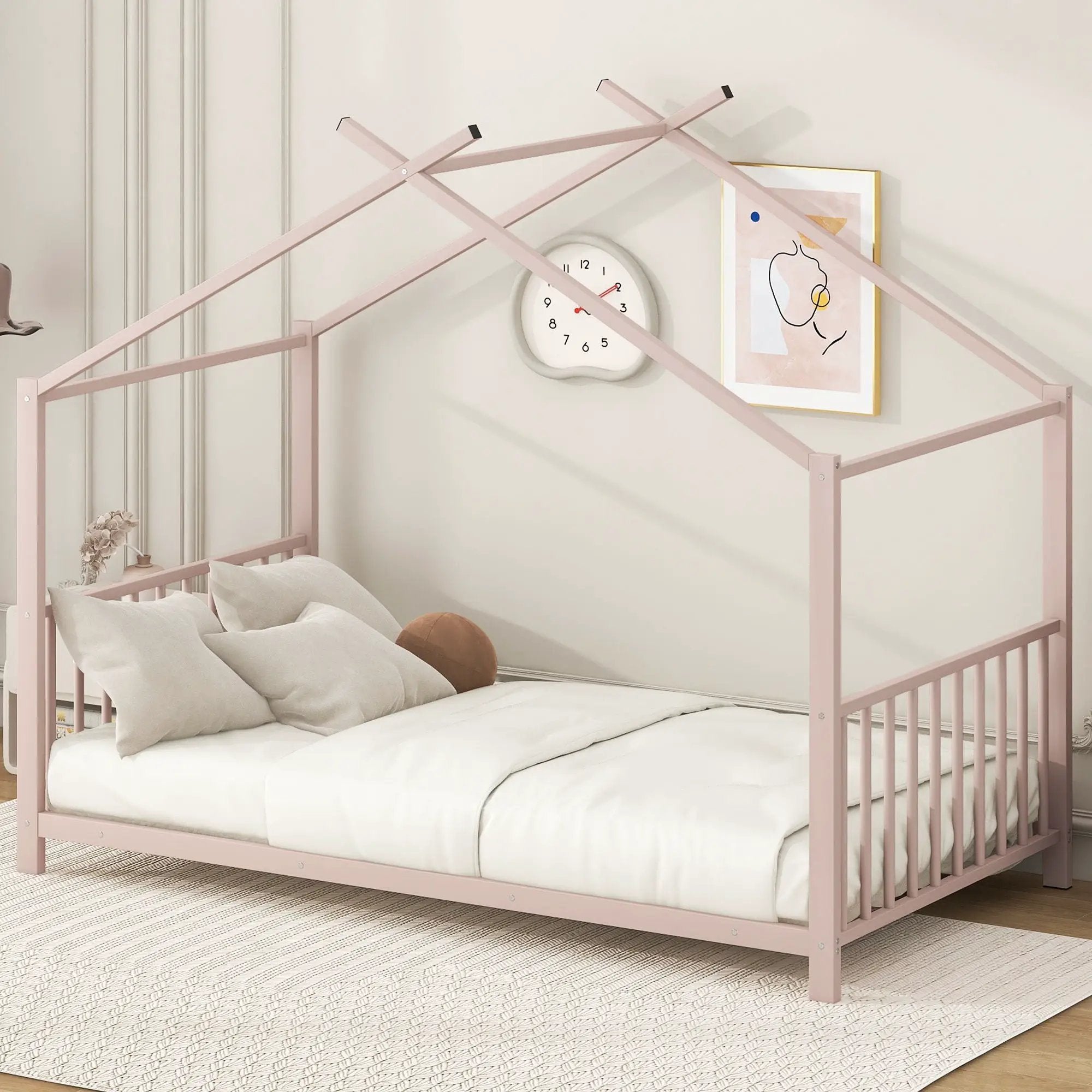 Metal House Platform Bed With Modern Design And Durable Frame by HouseOfZazla