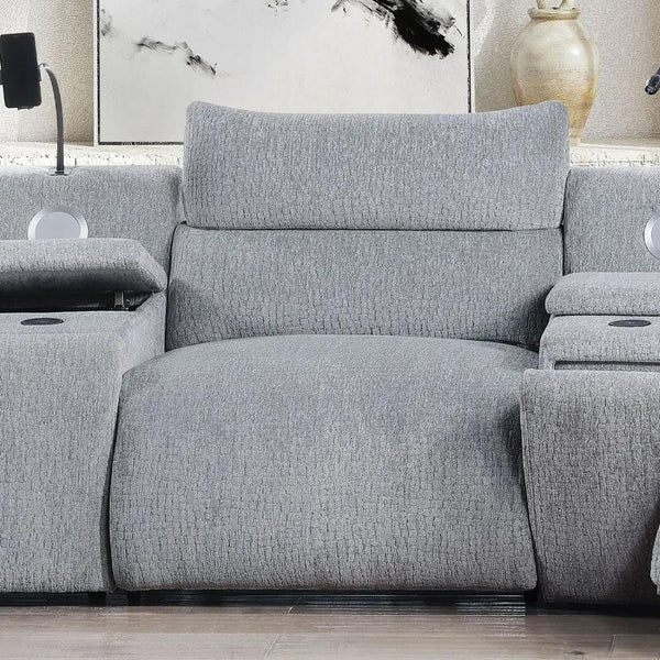 Fullar - Modular Power Motion Armless Recliner - Light Gary Chenille