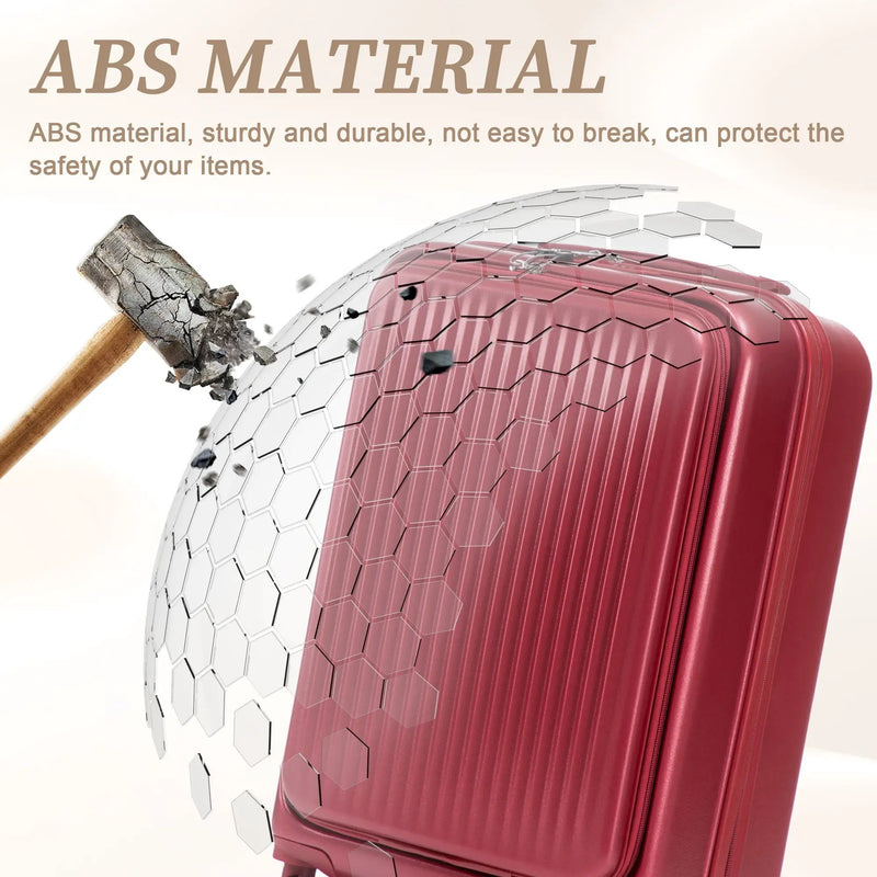 14'/20' 2 pcs ABS Spinner Wheel Luggage Set with Combination Lock and Front Opening Design by HouseOfZazla