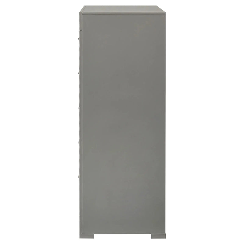 Ives 5-drawer Bedroom Chest of Drawers Grey High Gloss by Unique Piece Furniture