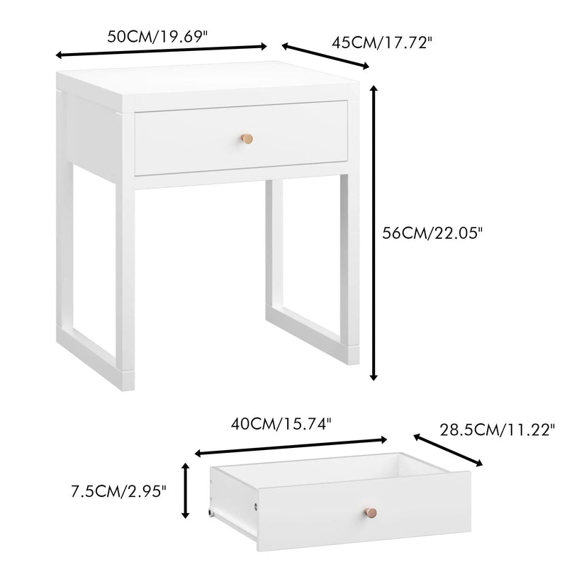 Nightstand With Drawer - Minimalist White Bedside Table by HouseOfZazla