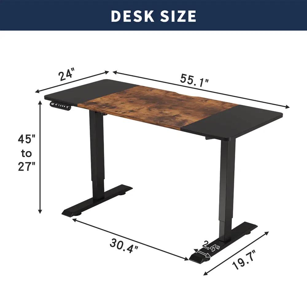 55"×24" Black & Rustic Electric Standing Desk by HouseOfZazla