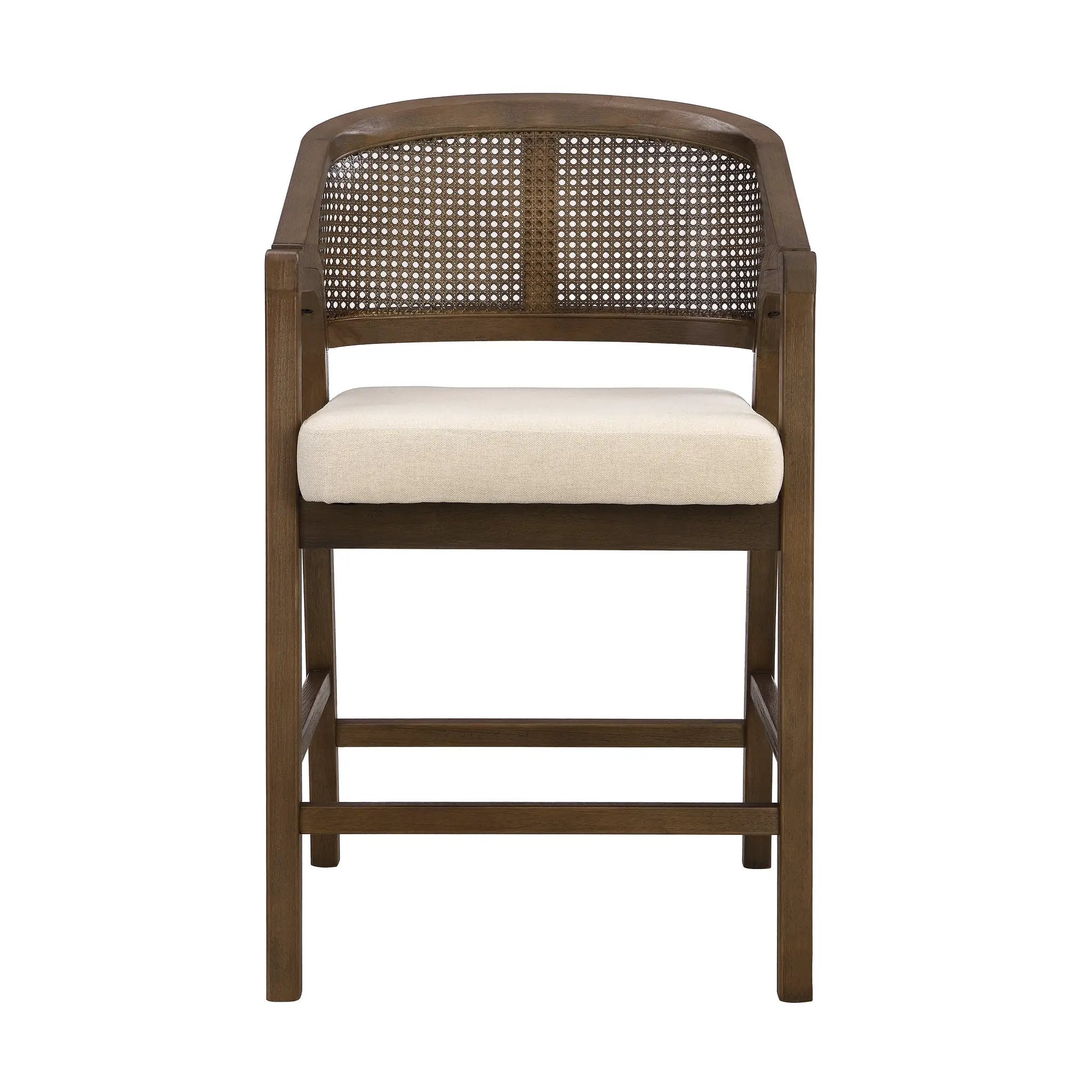 Wooden Frame Counter Stool with Rattan Back - Set of 2 by HouseOfZazla
