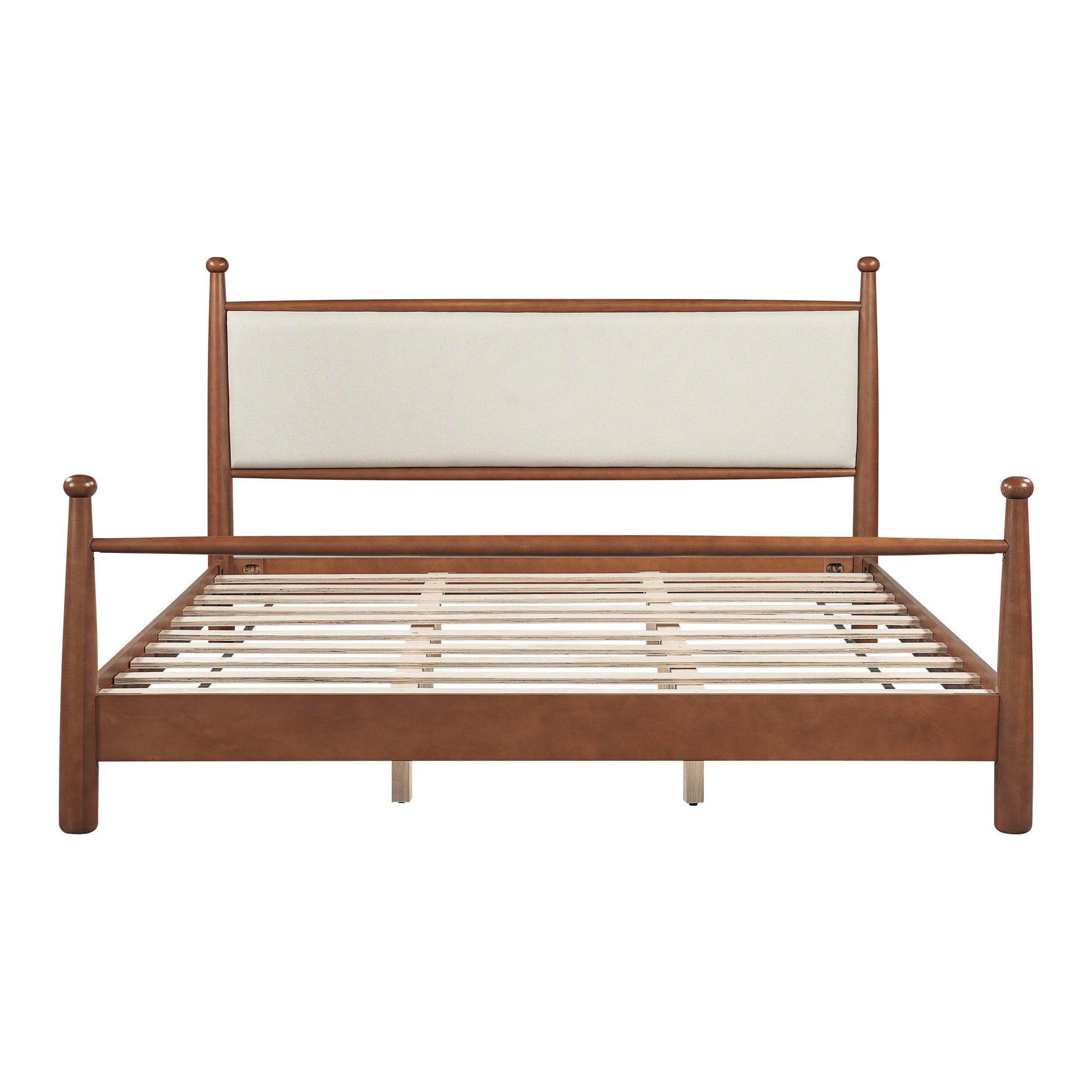 Solid Poplar & Plywood Bed Frame with Upholstered Headboard, King by HouseOfZazla