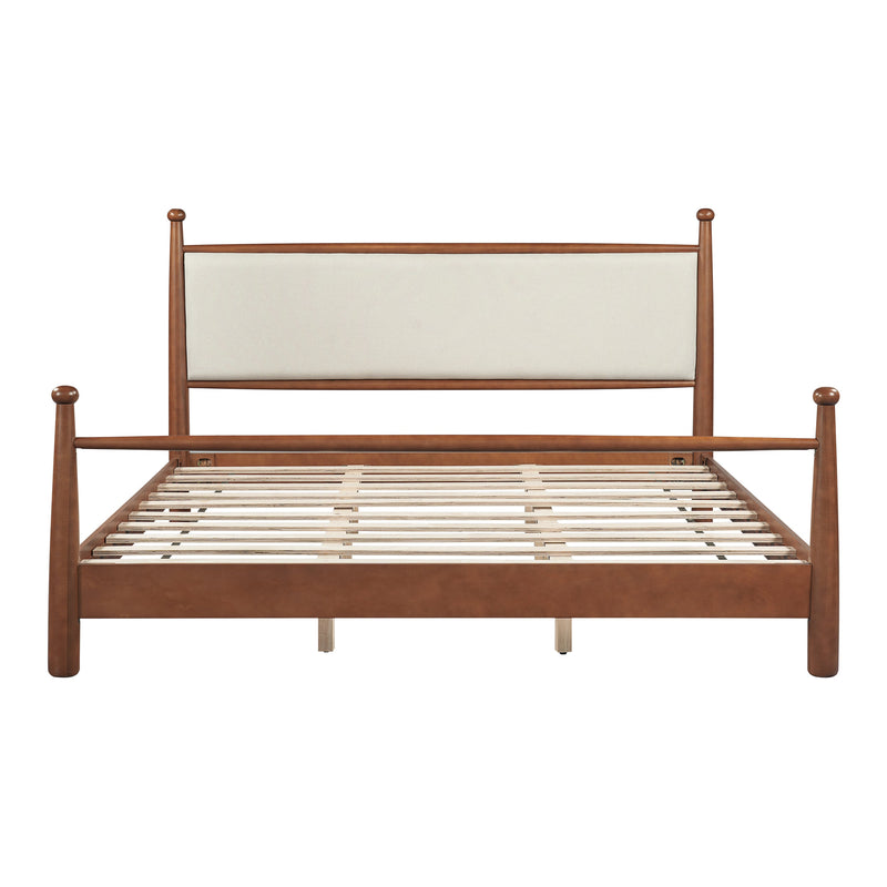 Solid Poplar & Plywood Bed Frame with Upholstered Headboard, King by HouseOfZazla