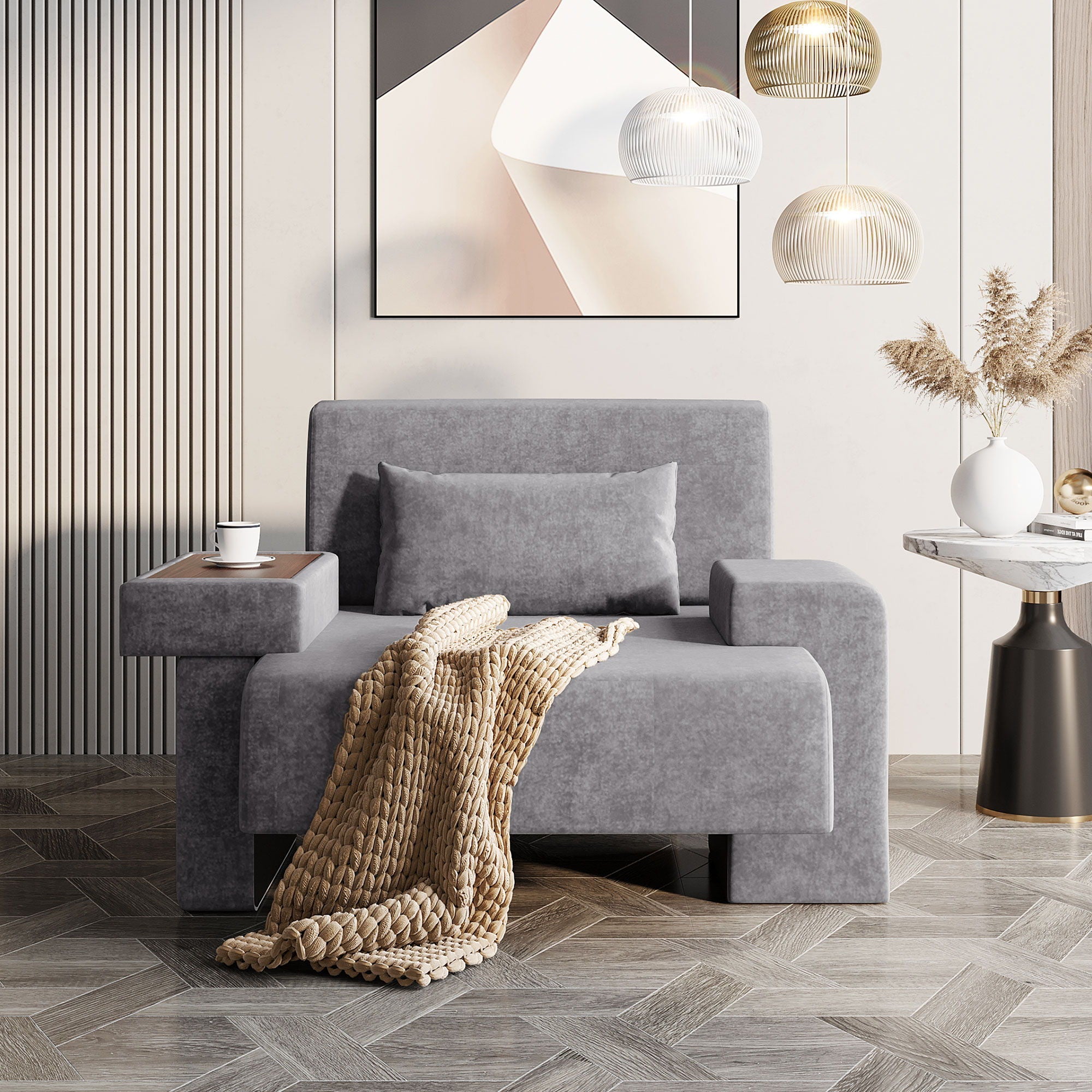 Modern Oversized Armchair With Soft Cushion For Living Room by HouseOfZazla