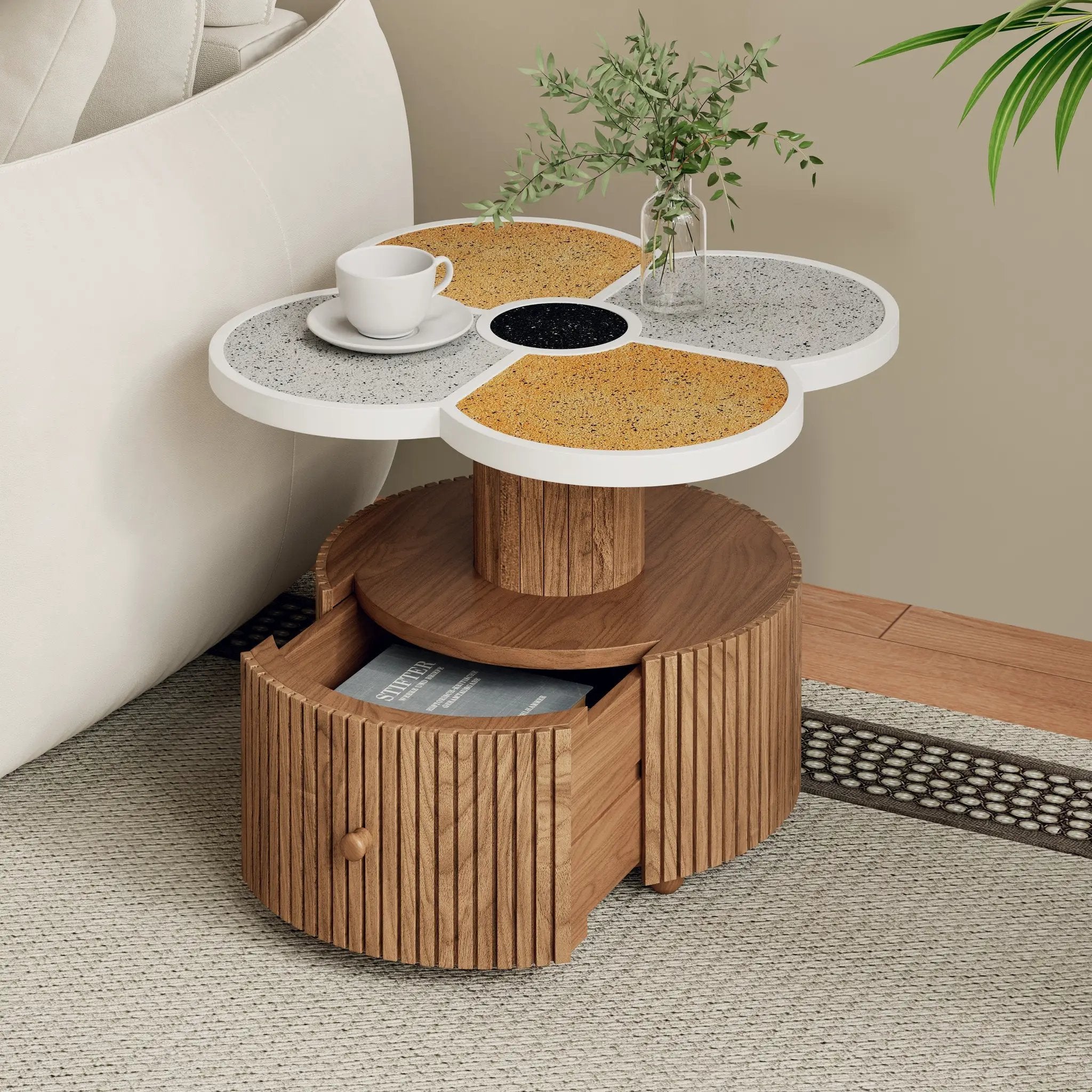 Unique Four-Leaf Clover Side Table for Living Room, Bedroom & Small Spaces by HouseOfZazla