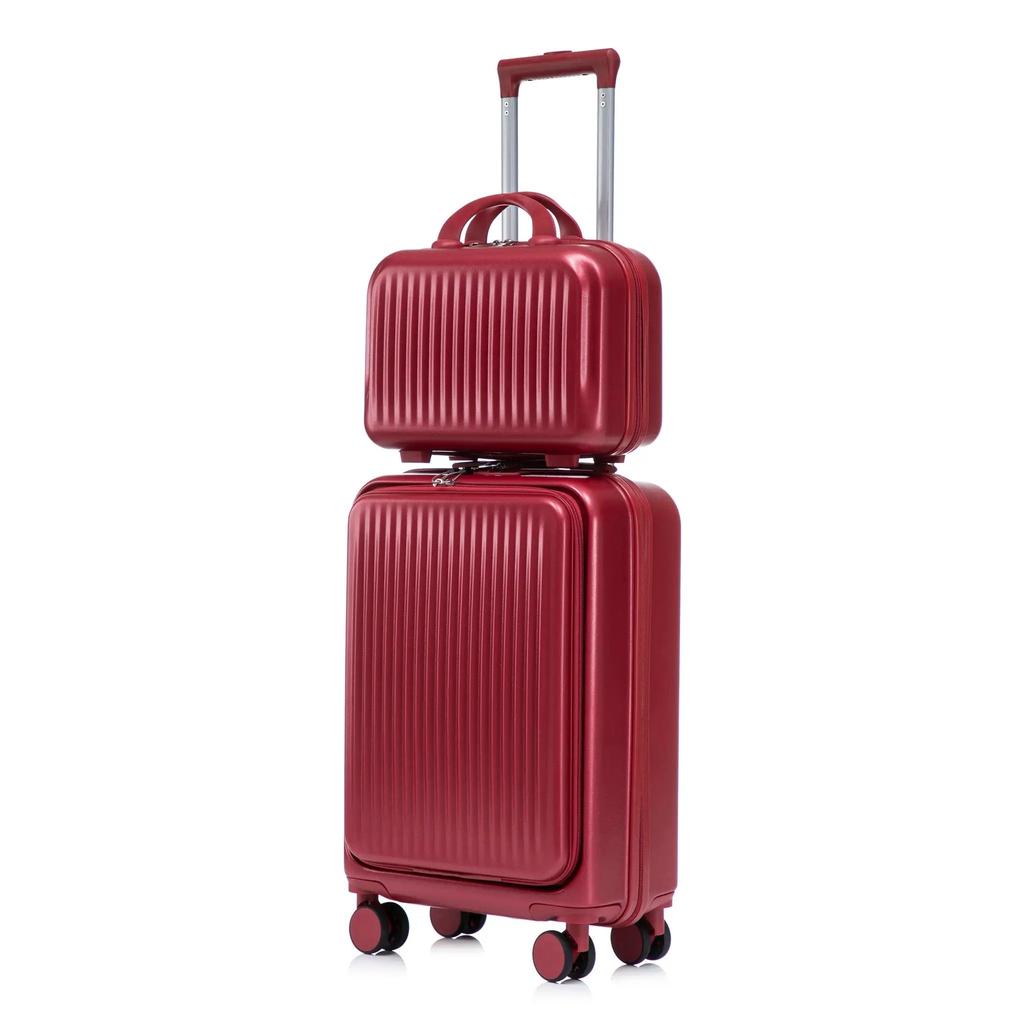 14'/20' 2 pcs ABS Spinner Wheel Luggage Set with Combination Lock and Front Opening Design by HouseOfZazla
