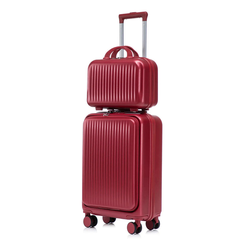 14'/20' 2 pcs ABS Spinner Wheel Luggage Set with Combination Lock and Front Opening Design by HouseOfZazla