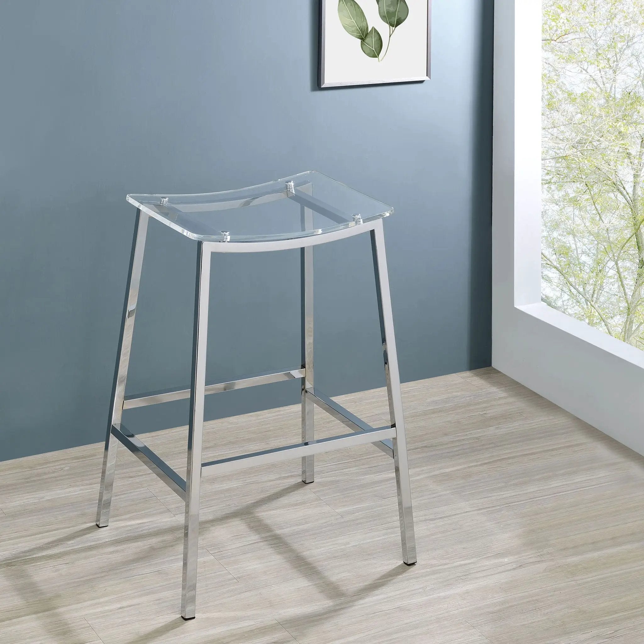 Jovani Acrylic Backless Bar Stool Chrome (Set of 2) by Unique Piece Furniture