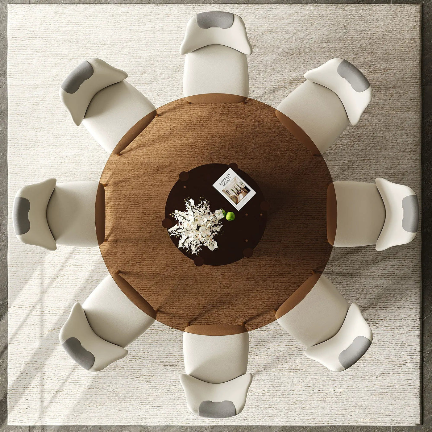 Modern Round Dining Table Set With Glass Top And Steel Legs by HouseOfZazla