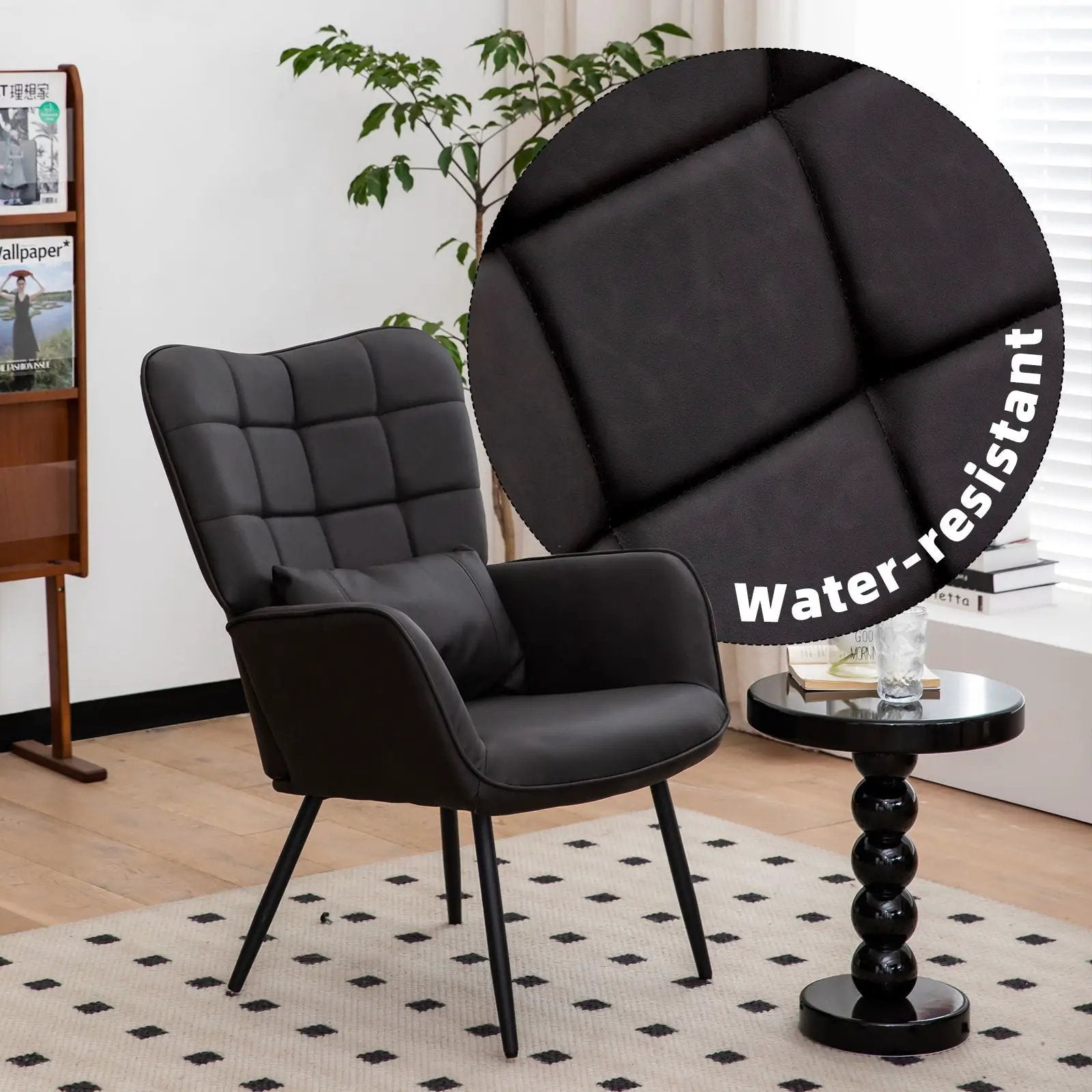 Modern Accent Arm Chair High Back With Metal Legs And Soft Padded by Unique Piece Furniture