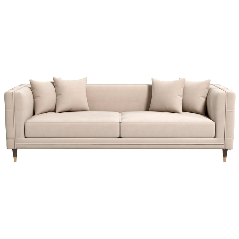 Edward Sofa (Light Cream Velvet) by HouseOfZazla
