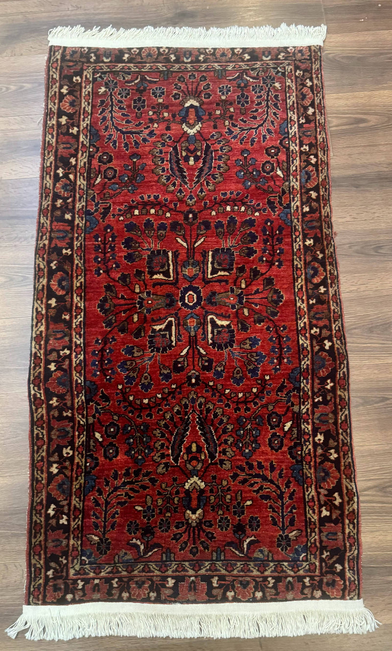 Small Red Persian Sarouk Rug 2.7 x 4.9, Floral, Antique by Jewel Rugs