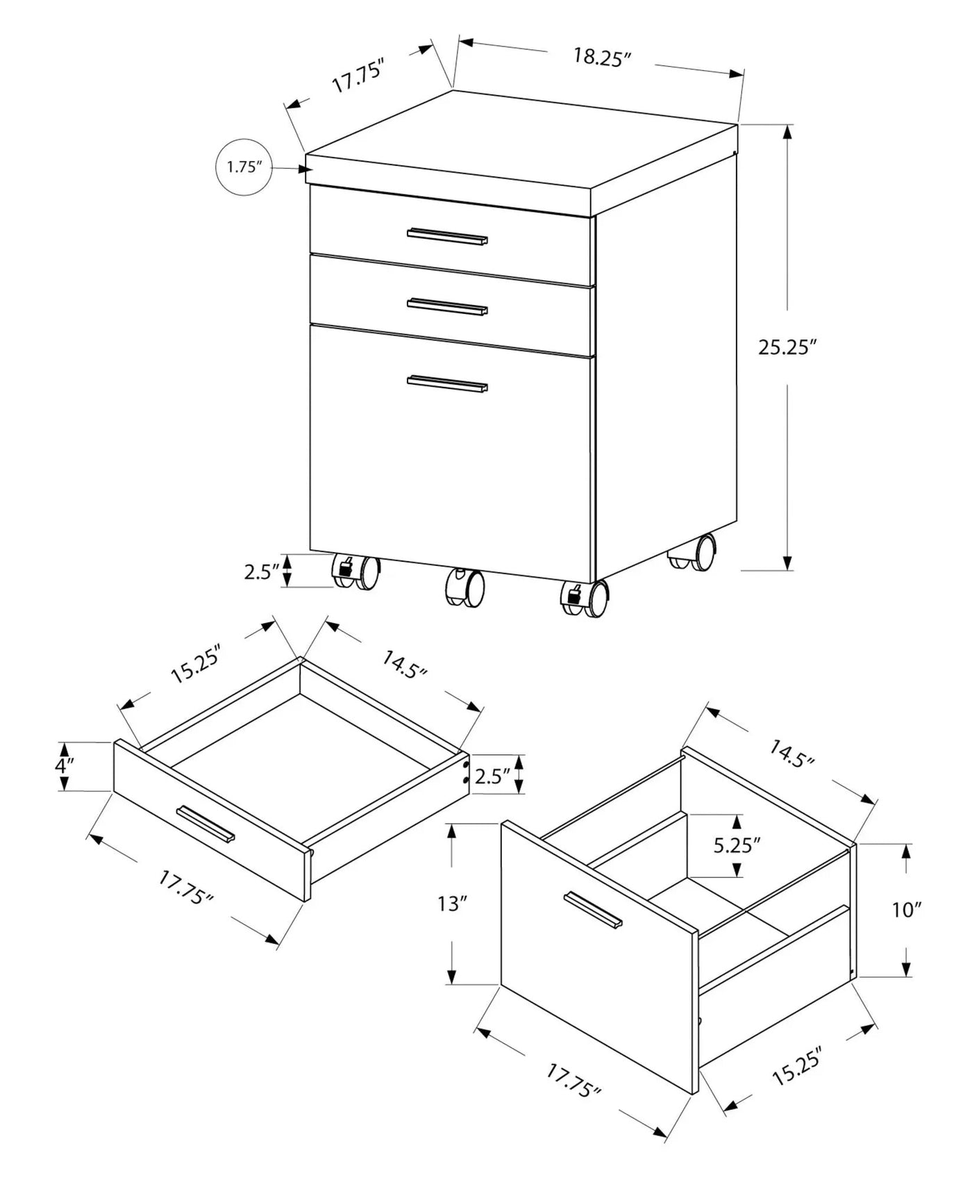 Rolling Mobile File Cabinet with Storage Drawers & Printer Stand by HouseOfZazla