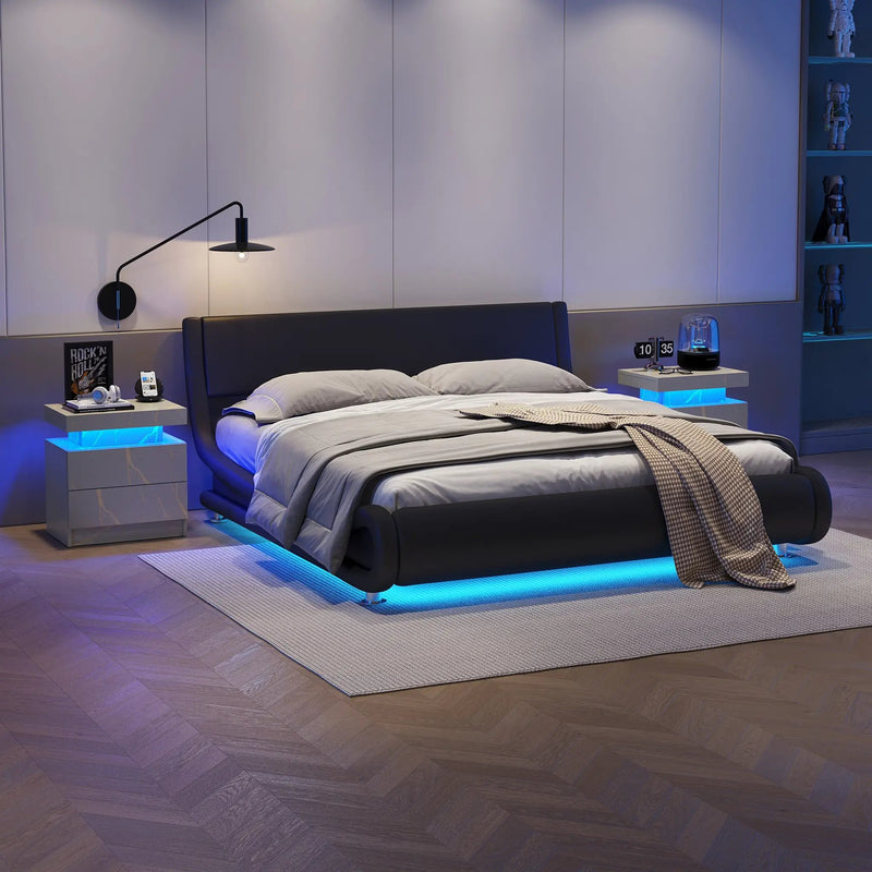 Modern LED Bedside Table with Two Drawers by HouseOfZazla