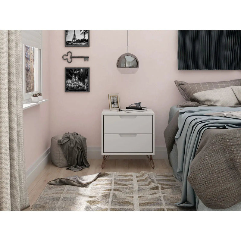 Rockefeller - Nightstand With 2 Drawers - White by HouseOfZazla