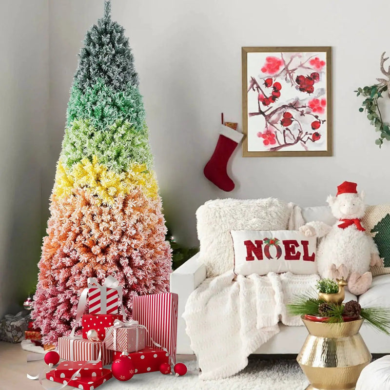 7.5ft Rainbow Gradient Flocked PVC Christmas Tree by HouseOfZazla