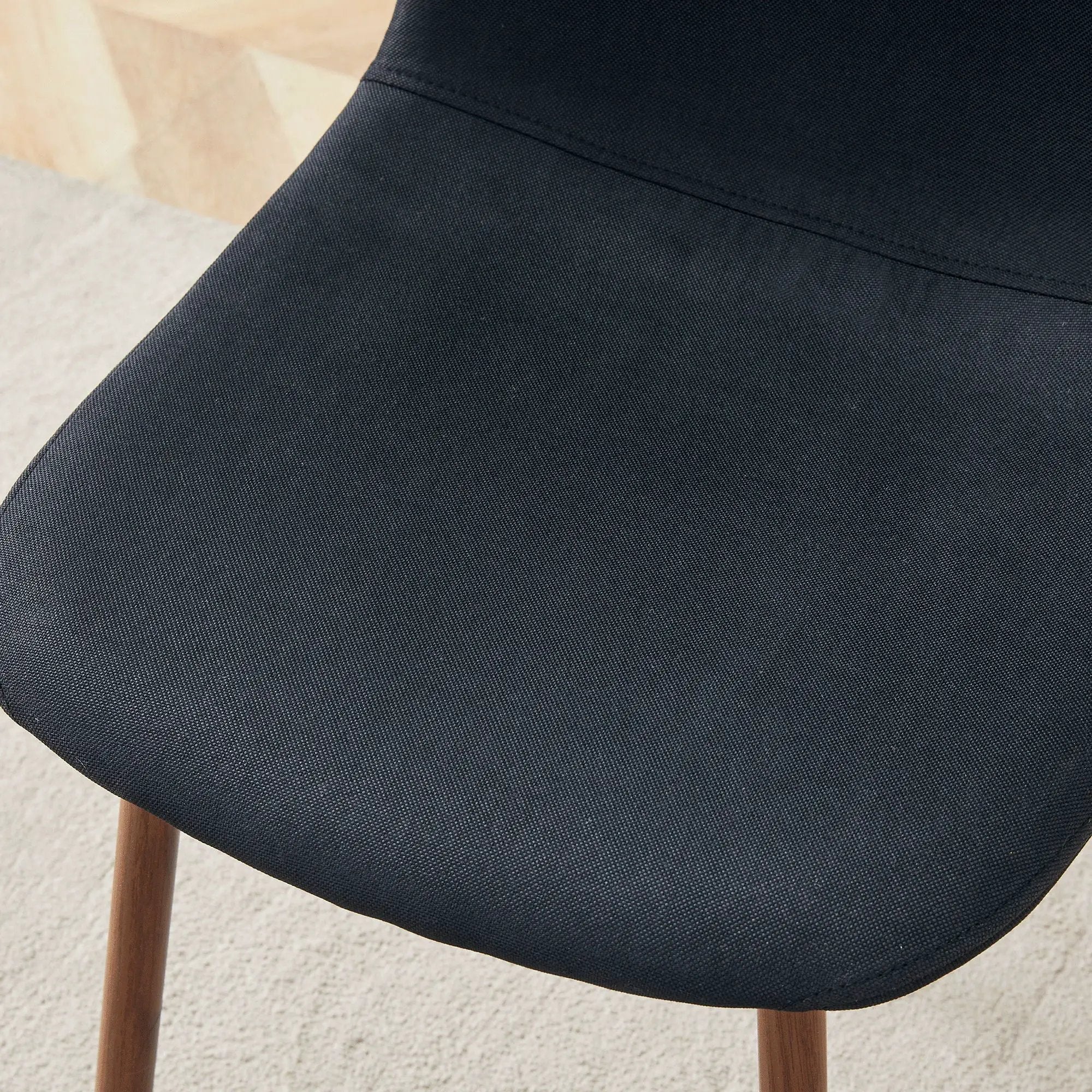 Luxury Simple Chair (Set of 4) Linen Cotton High Resilience Dining Chair With Metal Color Leg - Black / Walnut by HouseOfZazla
