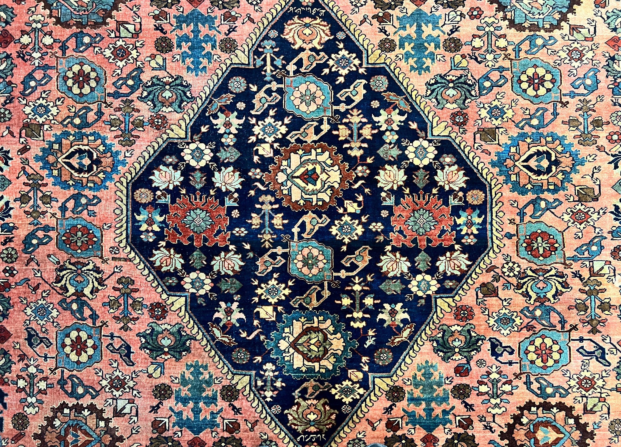 Rare Persian Sarouk Farahan Rug 9x15 – Antique Wool Carpet, Signed By Master Weaver by Jewel Rugs