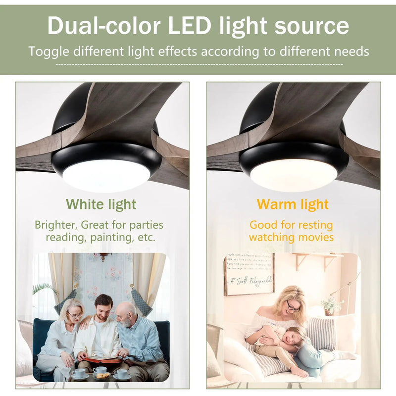 Indoor Outdoor Ceiling Fan With Light With Remote Control, Noiseless Reversible Motor, 6 Speed, 3 Color by HouseOfZazla