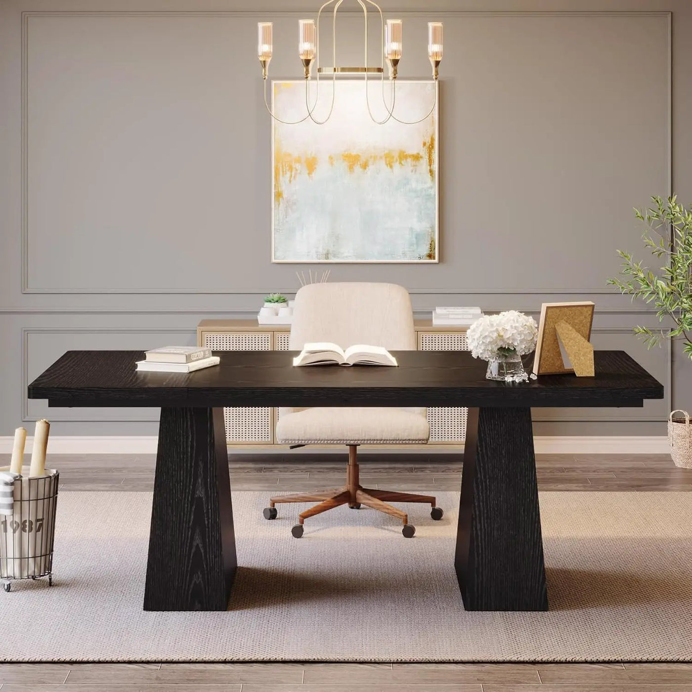Executive Desk, Workstation With Double Pedestal For Home Office by HouseOfZazla
