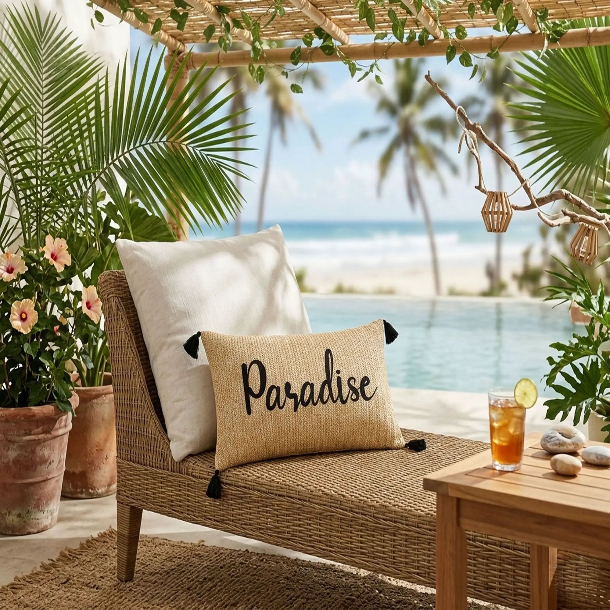 Paradise Outdoor Lumbar Pillow - Multi by HouseOfZazla