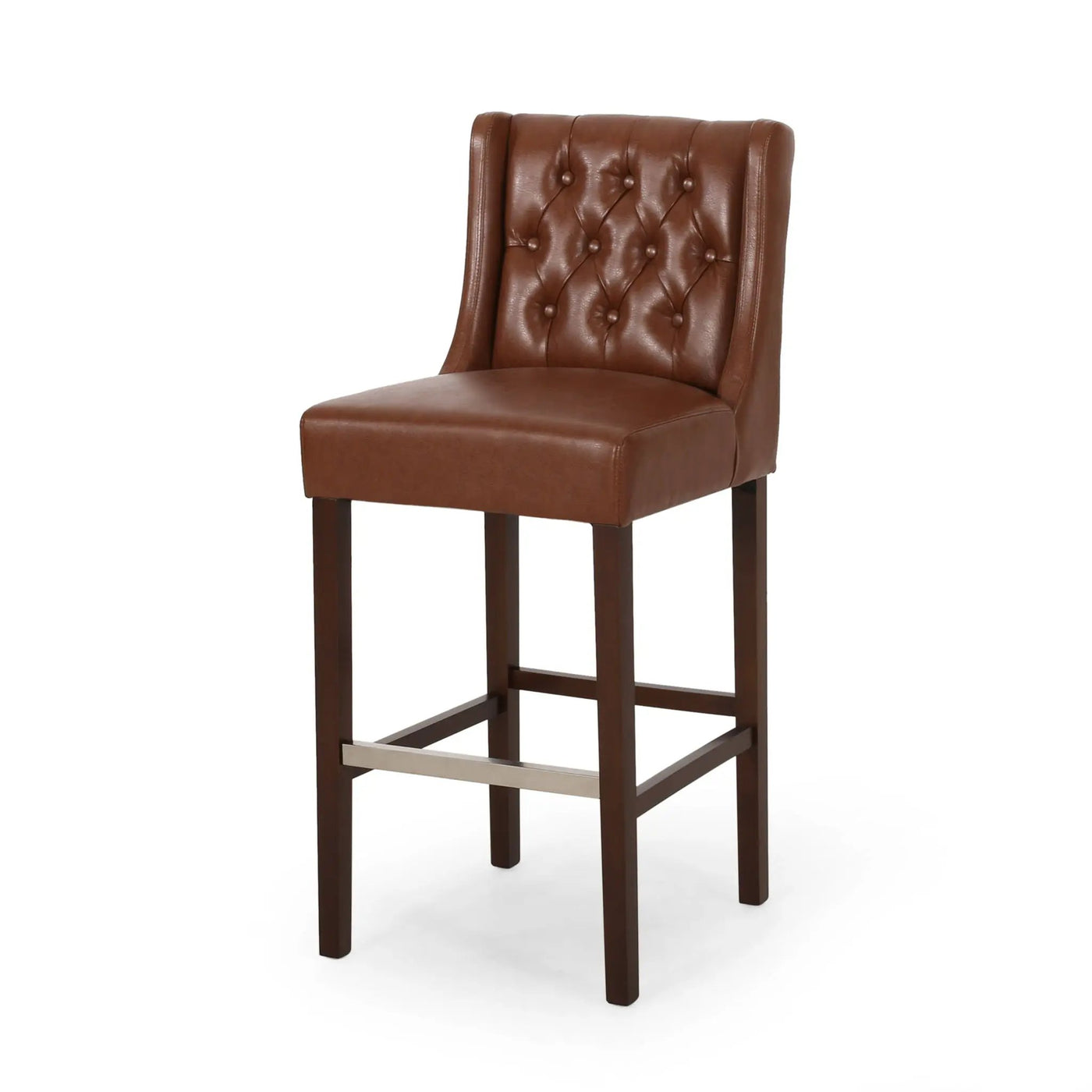 Solstara Upholstered Dining Barstool with Button Tufted and Wing Back by HouseOfZazla