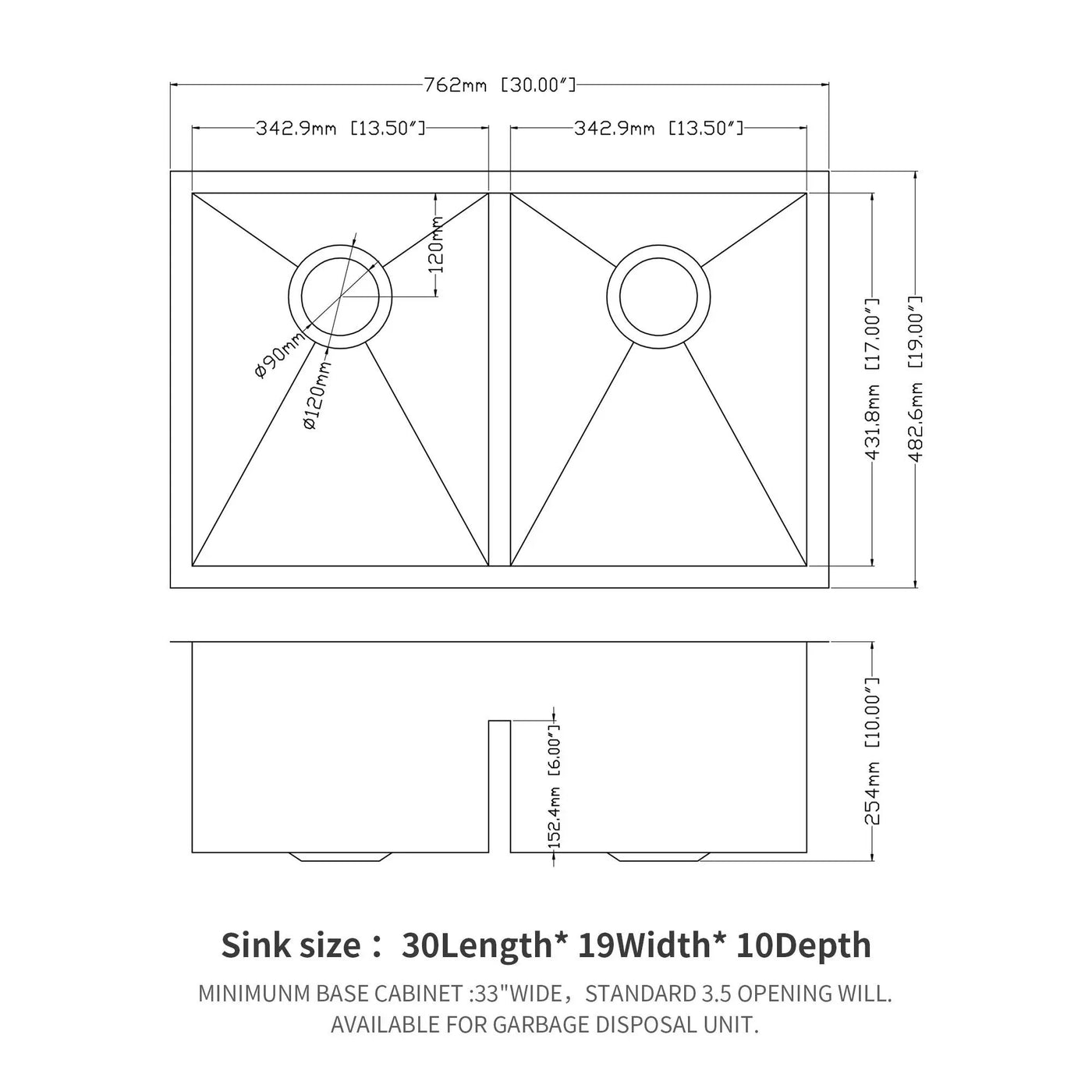 Modern Double Bowl Undermount Kitchen Sink 50 / 50 Design Stainless Steel by HouseOfZazla
