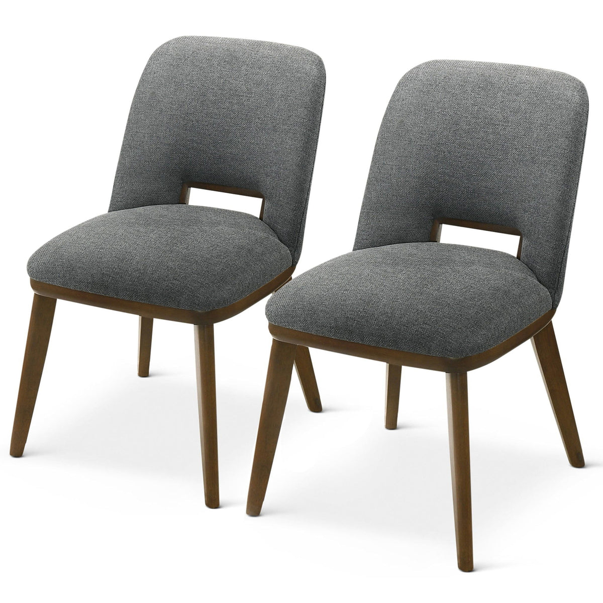 Modern Dining Chair Set of 2 with Walnut Base - Gray or Dark Gray, photo 2 of 31