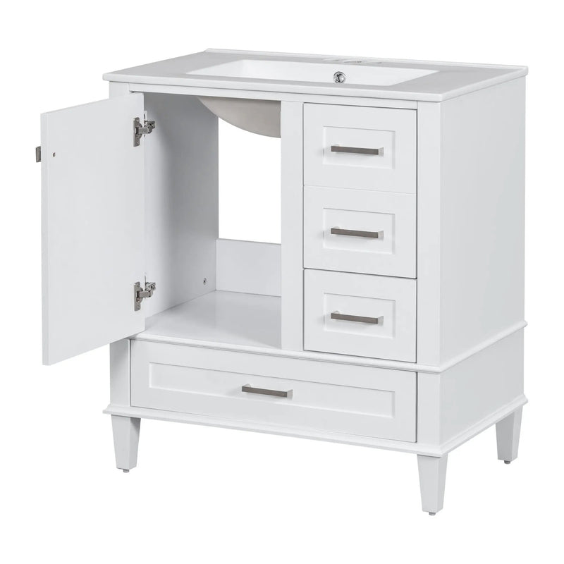Bathroom Vanity, Modern Bathroom Cabinet With Sink Combo Set, Bathroom Storage Cabinet With A Soft Closing Door And 3 Drawers, Solid Wood Frame by HouseOfZazla