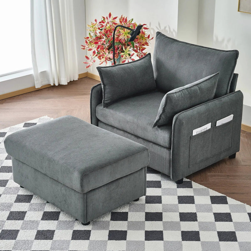 Comfy Oversized Chaise Lounge Chair With Ottoman And Storage by HouseOfZazla
