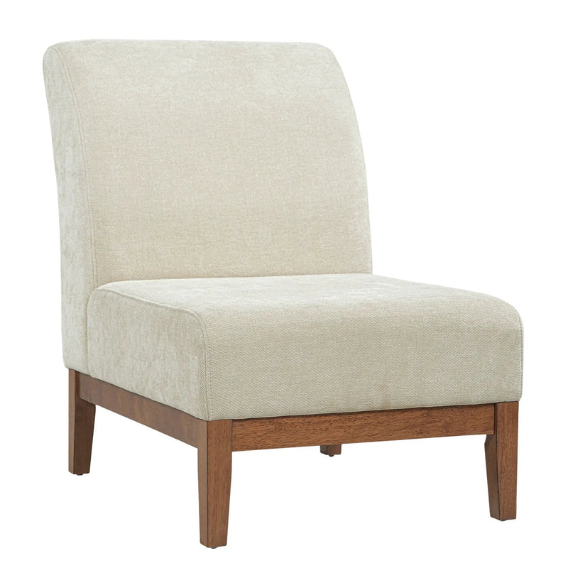 Upholstered Accent Chair - Beige / Walnut by HouseOfZazla