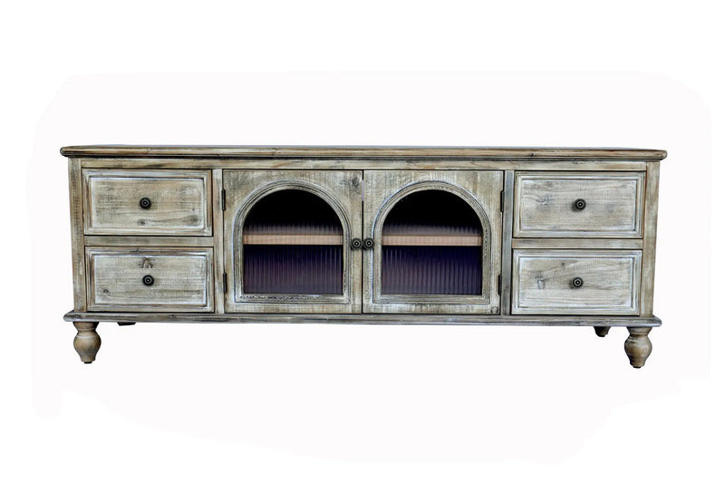 60" Farmhouse TV Stand with 4 Drawers & 2 Glass Doors by HouseOfZazla