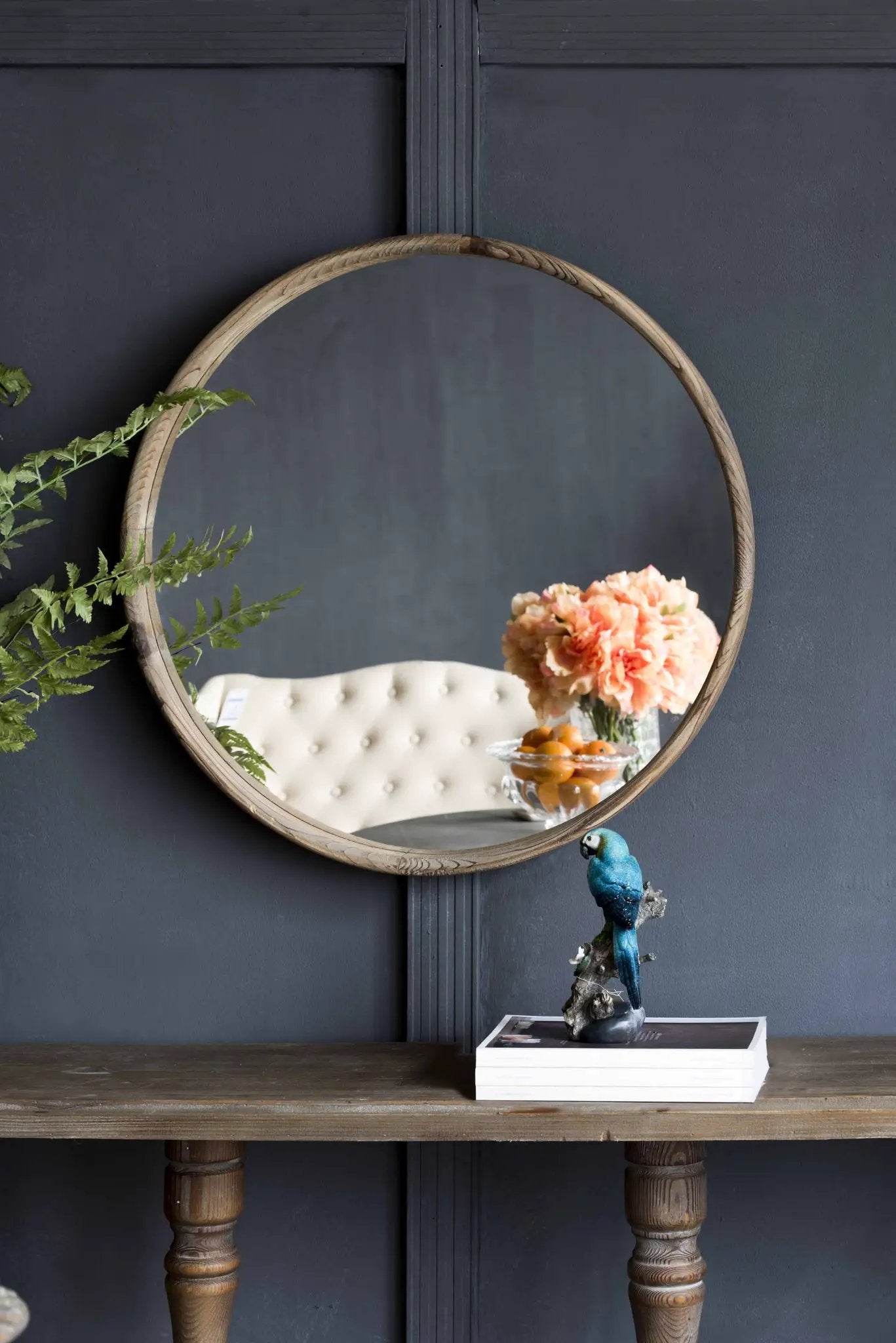 Round Wood Mirror, Wall Mounted Mirror Home Decor For Bathroom Living Room by HouseOfZazla