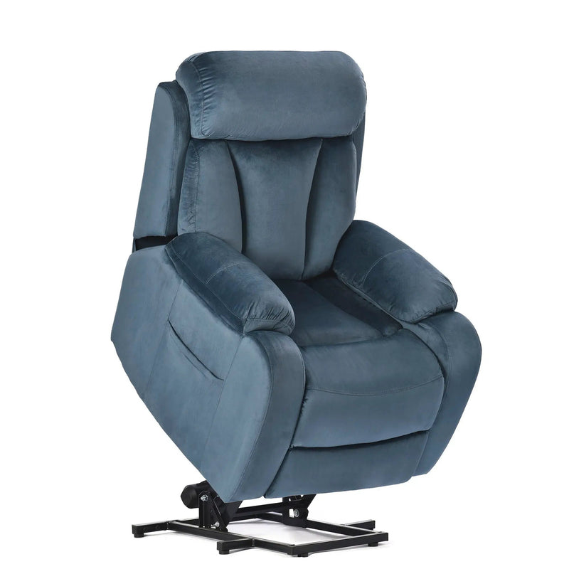 Power Lift Chair Recliner With Remote Control, Electric Reclining Sofa, Fabric Power Recliner For Living Room - Navy Blue by Unique Piece Furniture