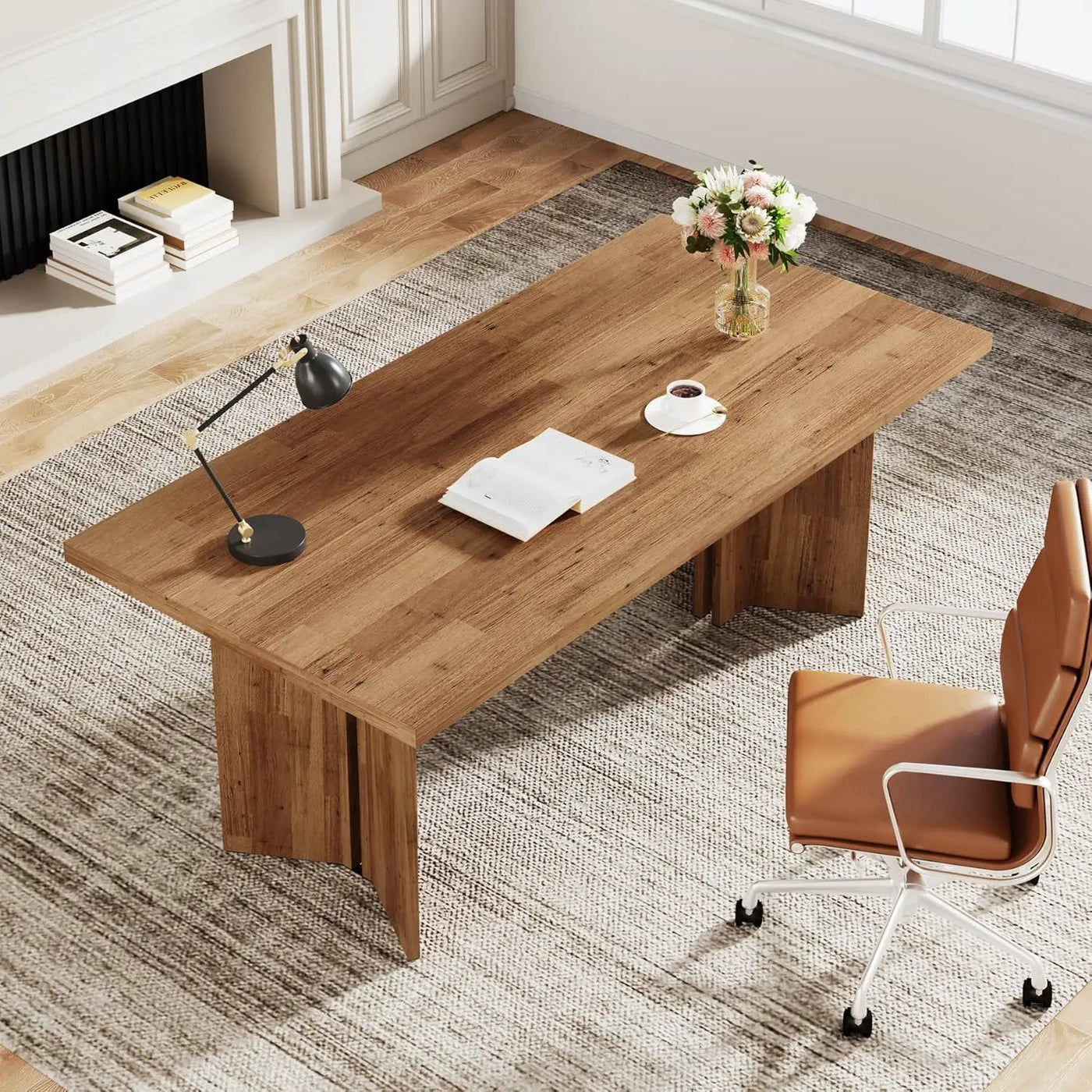 Executive Desk, Vintage Computer Workstation With Thickened Tabletop by HouseOfZazla