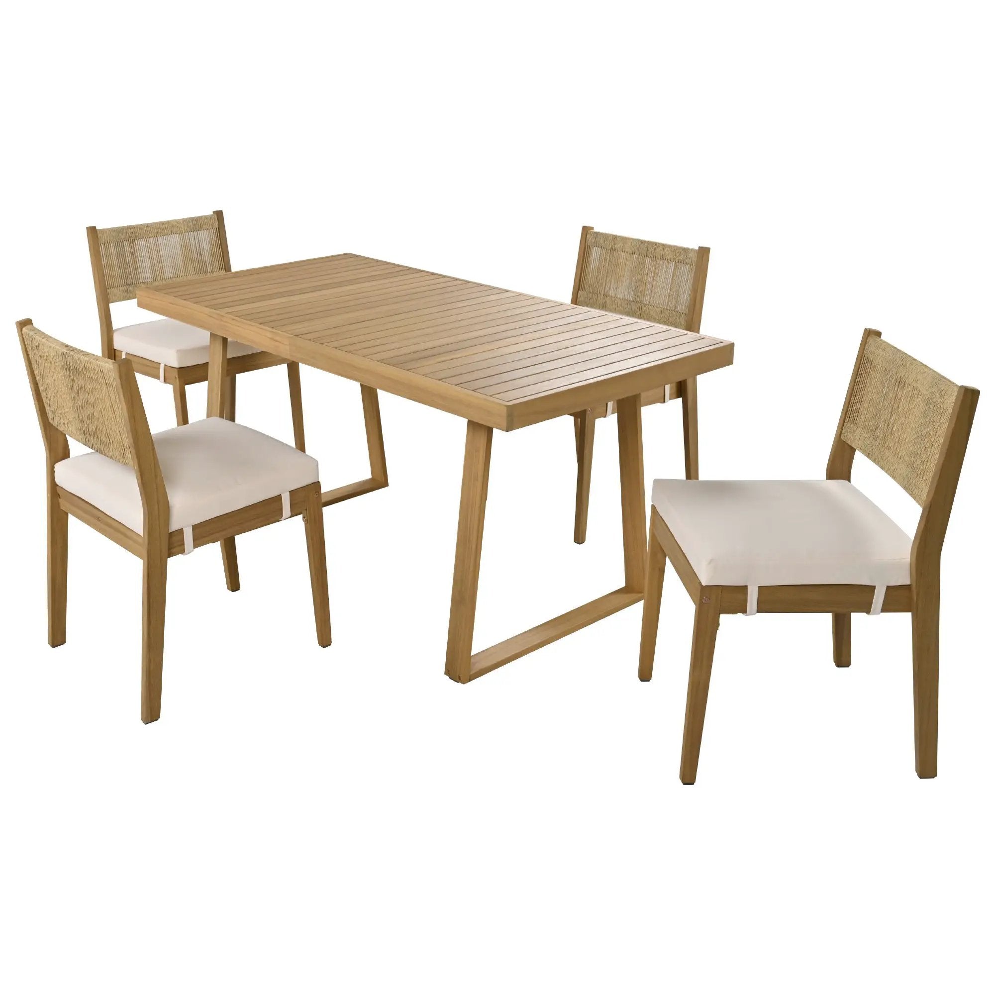U_Style Multi-Person Outdoor Acacia Wood Dining Table and Chair Set by HouseOfZazla