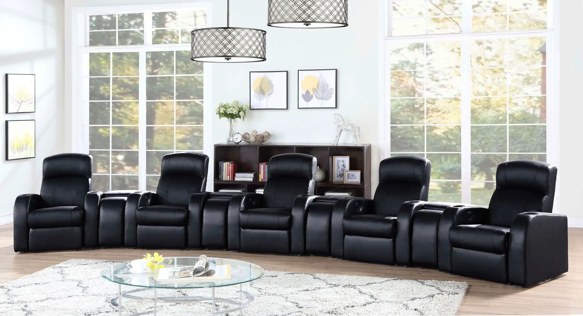 Cyrus Upholstered Home Theater Storage Wedge Console Black by Unique Piece Furniture