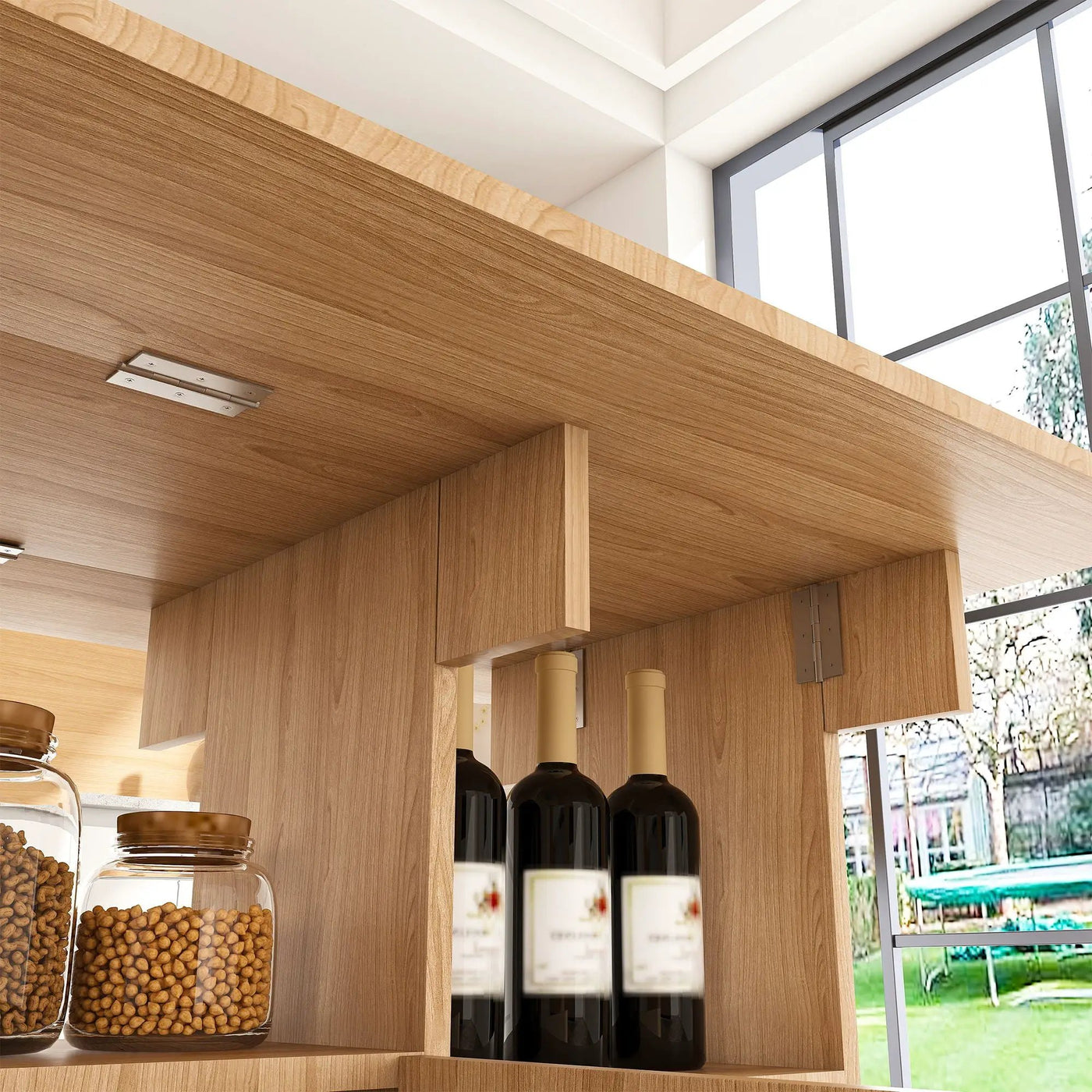 Multi Functional Folding Table With Storage Shelves And Wheels by Unique Piece Furniture